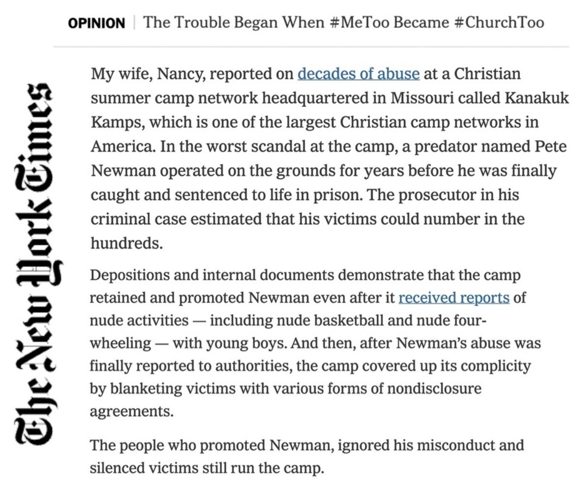 KanakukFacts's tweet photo. #ChurchToo #CampToo #KampToo #KidsToo Thank you @nytimes for keeping a spotlight on #KanakukAbuse https://t.co/7sKPFGrnCE