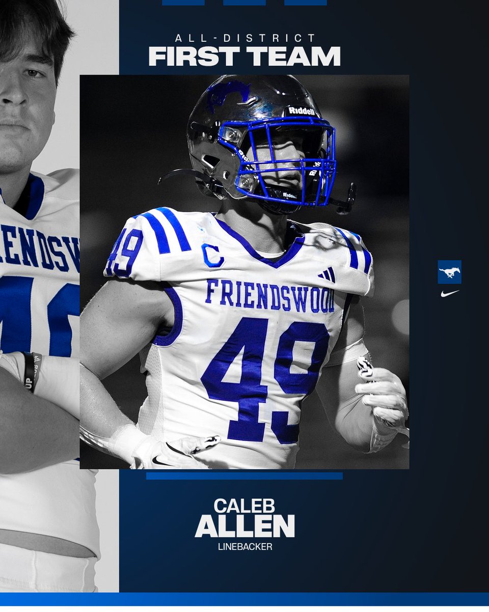 FwoodFootball's tweet photo. Congratulations to Caleb Allen for earning All-District 1st Team - Linebacker!

#LevelUp https://t.co/k6oFgPjfKX
