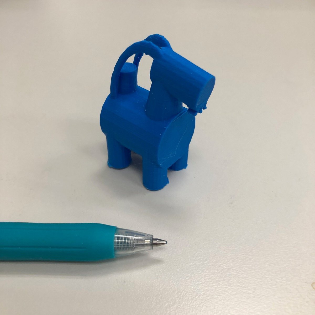 Designed and printed in our #Makerspace:  a blue tribute to <a href="/GavleGoat/">Gävle Goat</a>