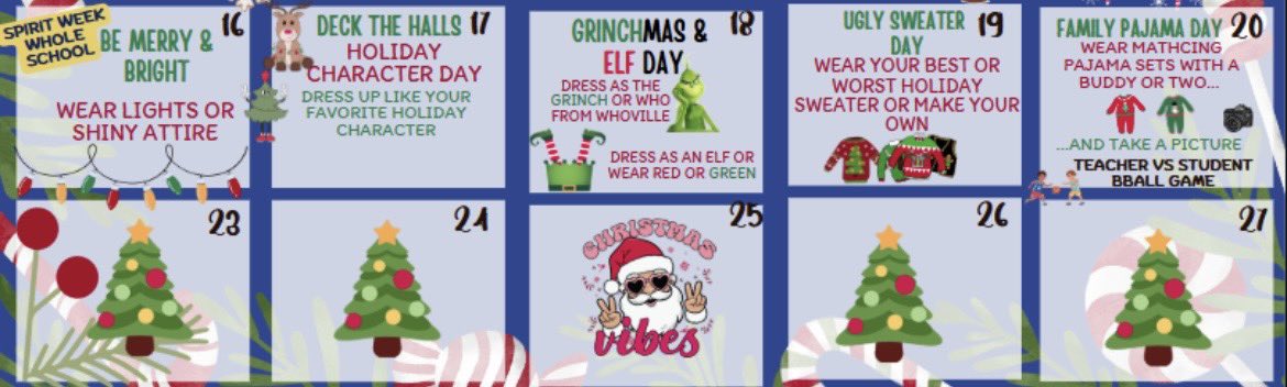 Lady Bird Johnson MS (@netzerojms) on Twitter photo JMS Eagles 🦅 let’s close out the first semester of school with a festive week of Spirit Gear!
Dress appropriately for each day! Be creative and have fun! 🤩 <a href="/ToddAllenTX/">Todd Allen</a> <a href="/JMS_DeanWalker/">Dean Walker</a> #SpiritWeek <a href="/IrvingISD/">Irving ISD</a> JMS Eagles 🦅 let’s close out the first semester of school with a festive week of Spirit Gear!
Dress appropriately for each day! Be creative and have fun! 🤩 <a href="/ToddAllenTX/">Todd Allen</a> <a href="/JMS_DeanWalker/">Dean Walker</a> #SpiritWeek <a href="/IrvingISD/">Irving ISD</a>