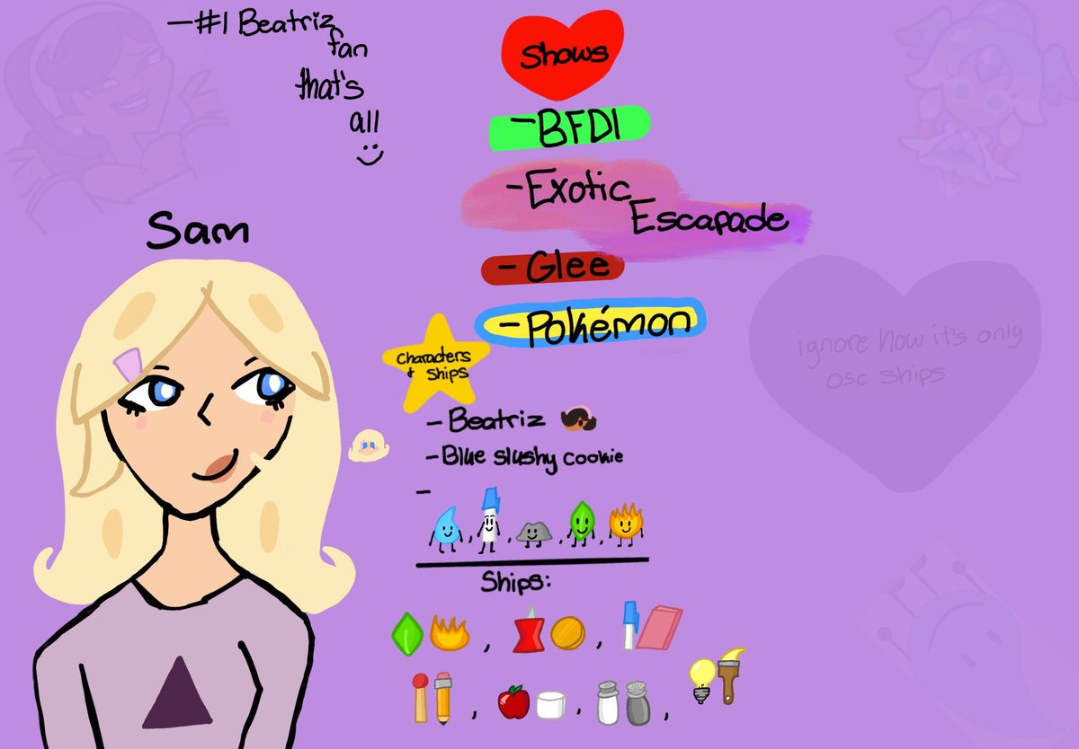 _beatrizlimtan's tweet image. #promotwt
or something
Hi i like beatriz exotic escapade and everything else listed :)
Like if you wanna be my pal and stuff 🥳🥳
#eetwt #osctwt #pokemon #glee