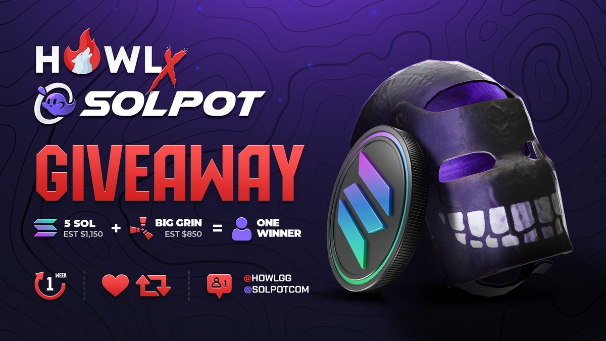 💰 $2,000 Giveaway 💰

5 Solana + Big Grin
-Follow <a href="/solpotcom/">Solpot.com</a>
-Follow <a href="/howly/">Howl.GG</a>
-Retweet

1 Winner, 48 hours, Good Luck 🍀
