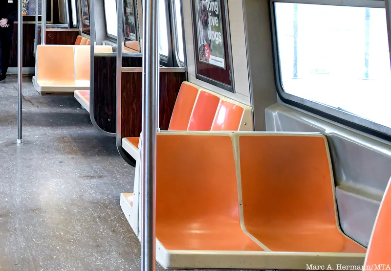 JustinBrannan's tweet image. MTA is phasing out the subway cars with the Tang seats. I&apos;m gonna need a minute😢