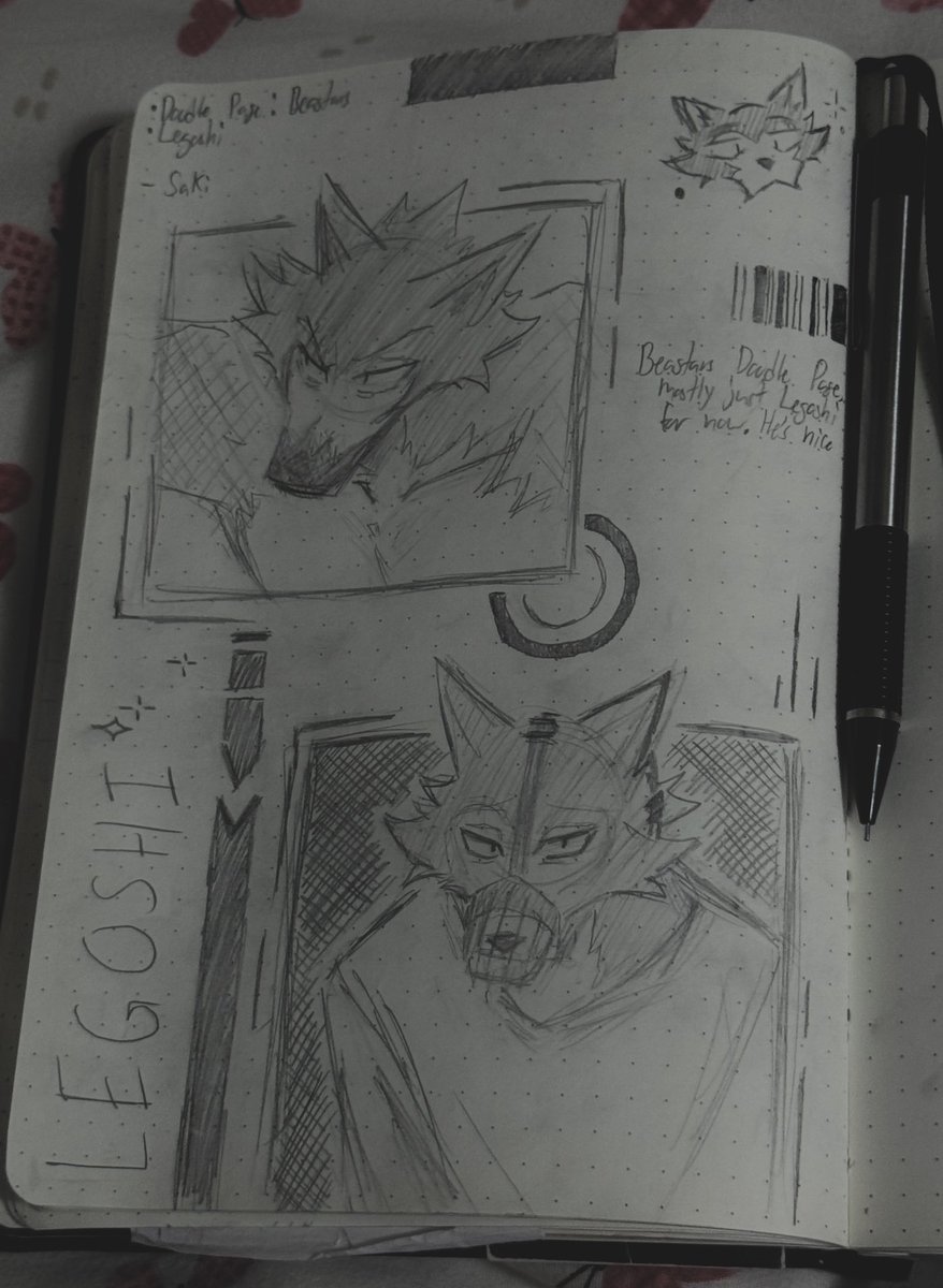 Old Legoshi doodle I did in stats class + small doodle page using some refs I found on Pinterest