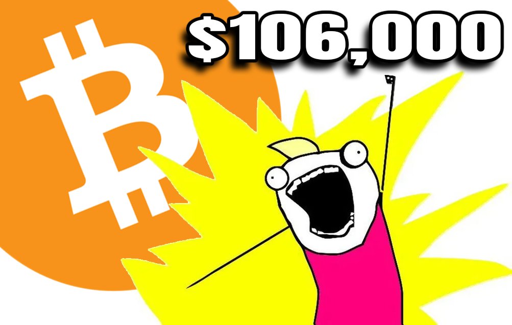 CryptosR_Us's tweet photo. Bitcoin is ripping tonight! $106,000 $BTC! https://t.co/IP5sqks1JH