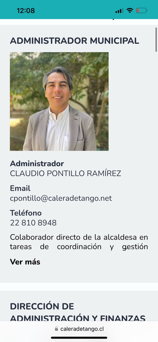 hernan_sr's tweet photo. Y sin dar ninguna explicación, ni Mario Desgracias, ni la municipalidad de calera de tango, sacaron la foto y el nombre de Claudio Pontillo el esposo de Katherine Martorell de la web de la municipalidad de Calera de tango. 

Seguimos esperando una explicación de @desbordes https://t.co/MO8WWuKvkx