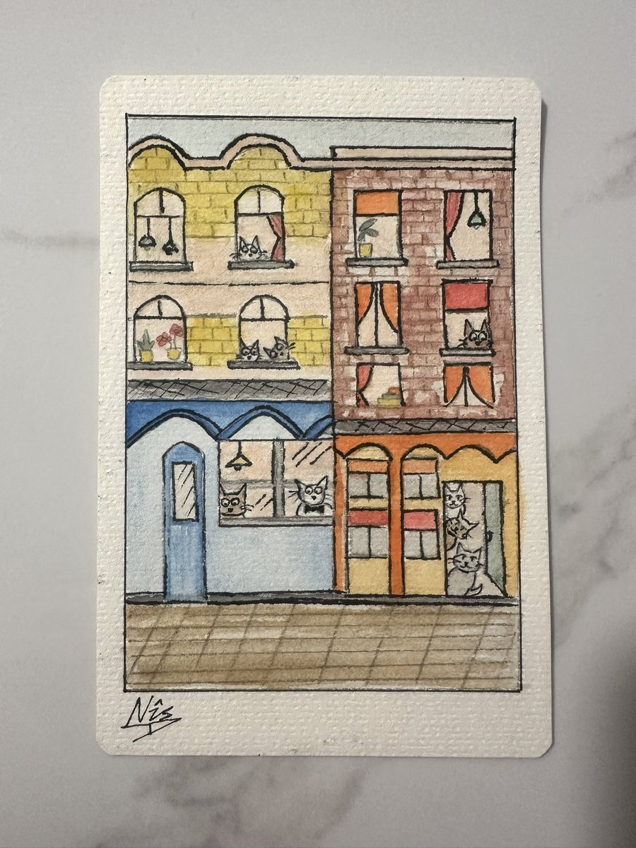 thecatdirect's tweet photo. Cats in apartment 🐈‍⬛
Handmade original watercolour painting, 10x15cm on card 

#cat #cats #catlover #apartment #watercolour #painting #watercolor #art #catart #catfamily https://t.co/l4kRrJYsQD