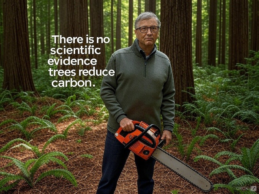 Jakesart101's tweet image. Just watched a video where Bill Gates bashes trees and promotes spending millions on carbon credits as the solution to climate change... #billgates #notrees #taxcredits #tosaveplanet #depopulation #vaccines #viruses #elites #jets #arefine
