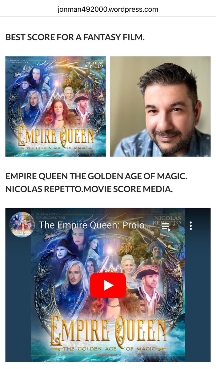 CDO7's tweet image. We’re so excited to announce that Empire Queen composer Nicolas Repetto has received yet another award. “Best Score for a Fantasy Film” from the Movie Music International Awards!  He’s their “Breakout Composer of the Year!”
 Way to go Nick!!!