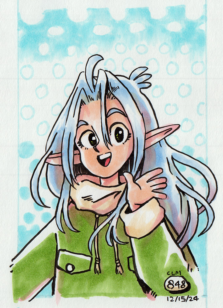 ClmPaper's tweet image. Winter elf waves hello