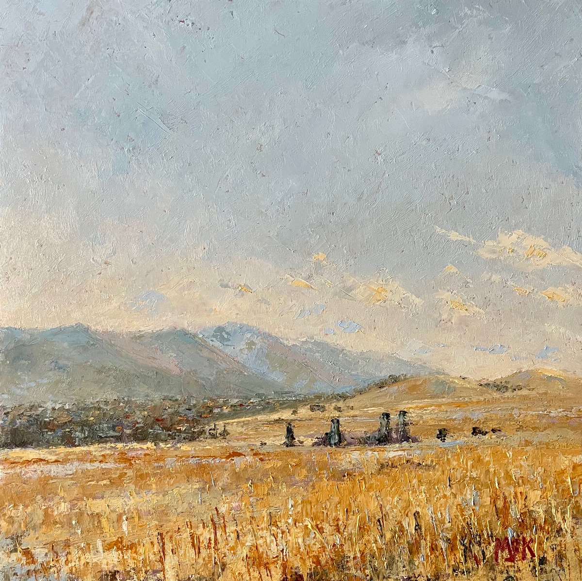 Morning in Missoula: 10x10 oil and cold wax on board #art #montana available at kidstonart.blogspot.com