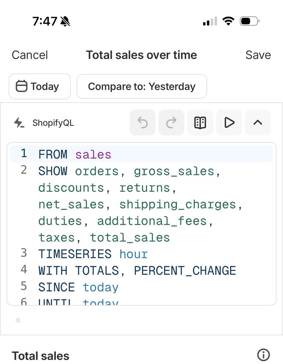 New <a href="/Shopify/">Shopify</a> analytics is awesome. 

The ability to write queries directly in Shopify is a game changer for people who can write SQL. (Not me, lucky I have a guy).

Now all we need is to get media spend in there and it will really be something.