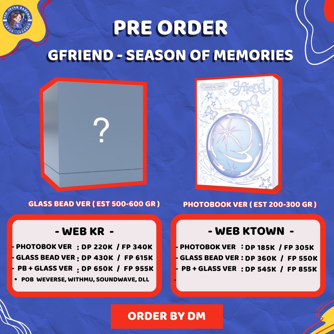 ✨PRE ORDER ALBUM GFRIEND - SEASON OF MEMORIES

‼️ PRICE ADA DI PICT

💙 GLASS BEAD VER
💙 PHOTOBOOK VER

✅ DP BISA DICICIL SAMPAI 12 JANUARI
✅ TRUSTED ADA GO
✅ EMSTAX

BERMINAT? YUK LANGSUNG DM🥳

# wts sell jual photocard pc pob bene po album gfriend gf yeoja chingu sowon