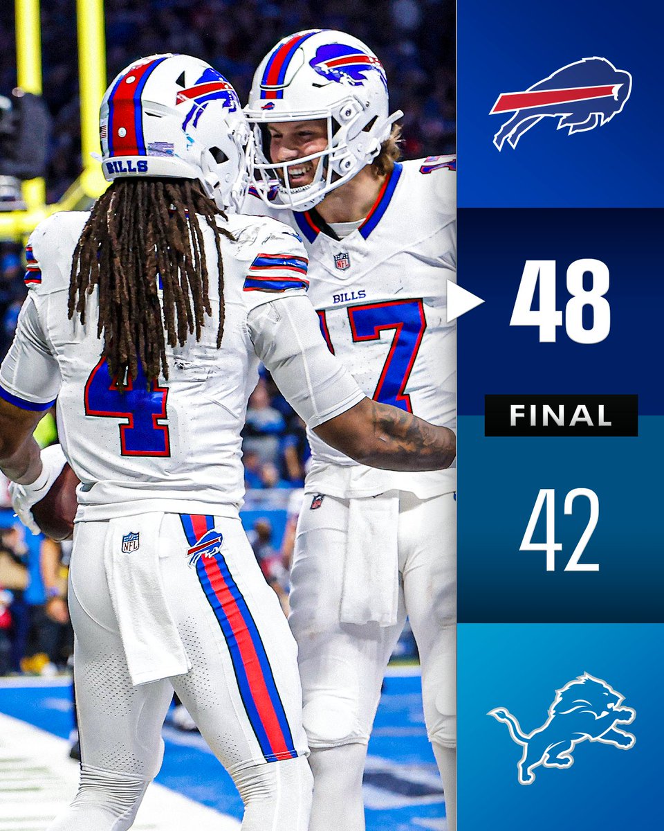 NFL's tweet photo. FINAL: Bills win an offensive showdown in Detroit! #BUFvsDET https://t.co/CgF9SeBCR2
