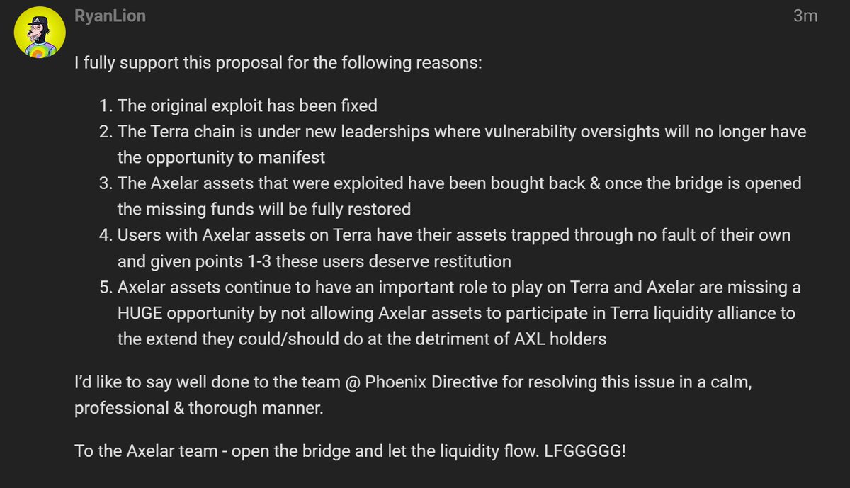 RyanLion ๐ (@theryanlion) on Twitter photo Yo <a href="/axelar/">Axelar Network</a> - Open the bridge and let the liquidity flow ๐๐
$LUNA $AXL Yo <a href="/axelar/">Axelar Network</a> - Open the bridge and let the liquidity flow ๐๐
$LUNA $AXL