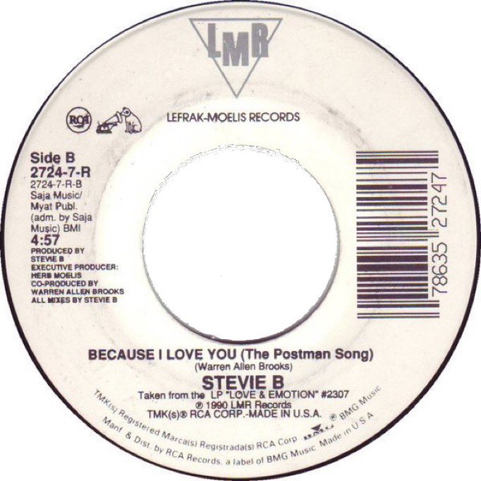 espofootball's tweet image. Dec15,1984 #StevieB is still at #1 on the billboard Hot100 singles chart with "Because I Love You (The Postman Song)" for the 2nd week of a 4wk run at #1