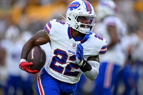 BillsStats's tweet photo. James Cook, Ty Johnson, and Ray Davis vs Detroit:

🔹31 total touches
🔹285 total yards
🔹3 touchdowns

Best RB room in the league? 😉
#BillsMafia #Bills https://t.co/EkOo3vofLb