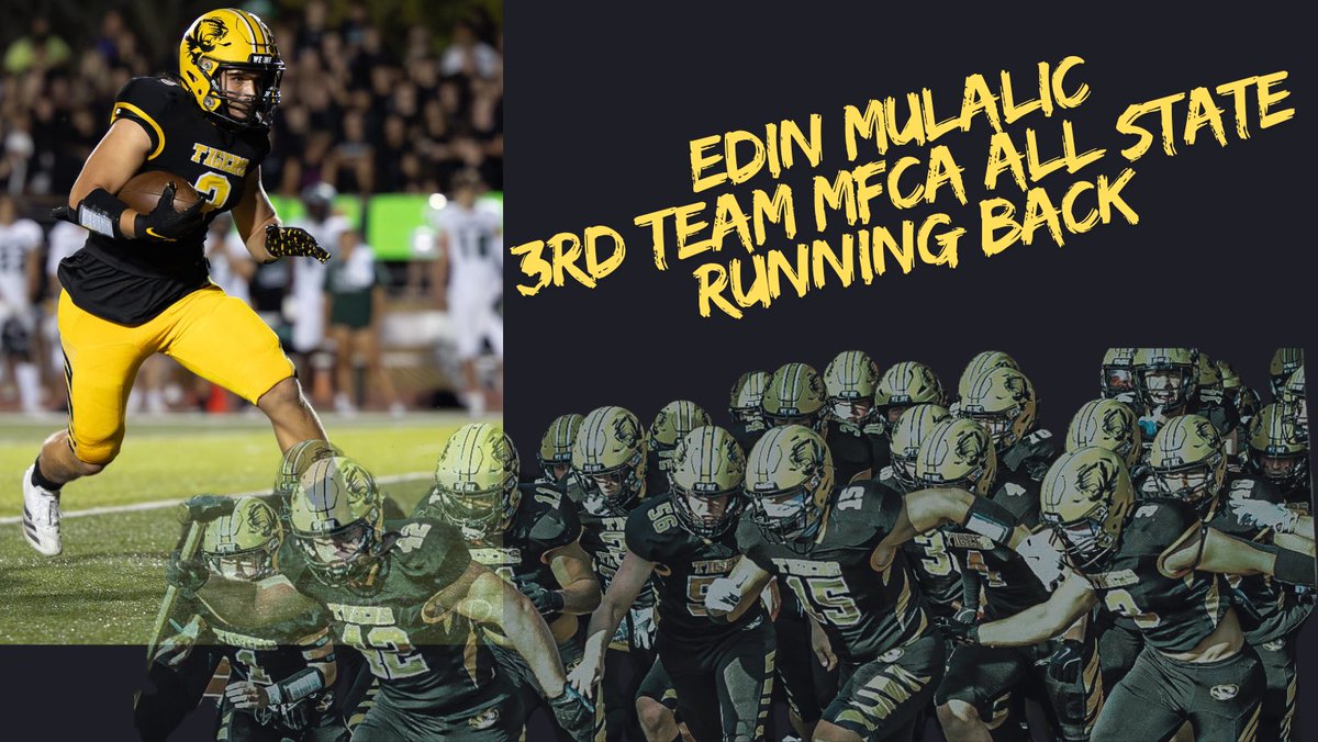 TigersOakville's tweet photo. HUGE CONGRATS TO @EdinMulalic_ for being selected 3rd Team MFCA ALL STATE RUNNING BACK CLASS 6!!! This is what hard-work, patience and dedication earns you!!! https://t.co/a0X2R8m5zX