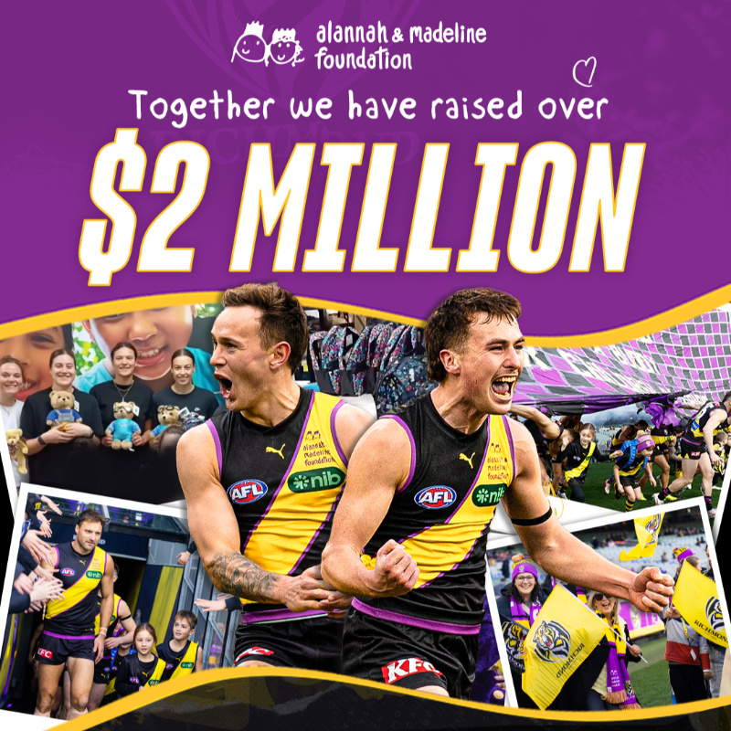 Richmond_FC's tweet photo. We are proud to announce our charity partnership with @alannahmadeline Foundation has surpassed $2 million in total fundraising, and has been extended until at least 2029 💜