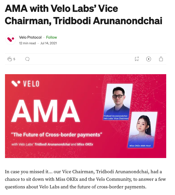 Reminder to fellow $velo #velorians #velo to collect profits accordingly. 

Mr. Tridbodi “Beam” Arunanondchai has spoken numerous times before. 

I'm gonna keep it real, they've run this same play from the same playbook multiple times over the years. 

Their latest post states