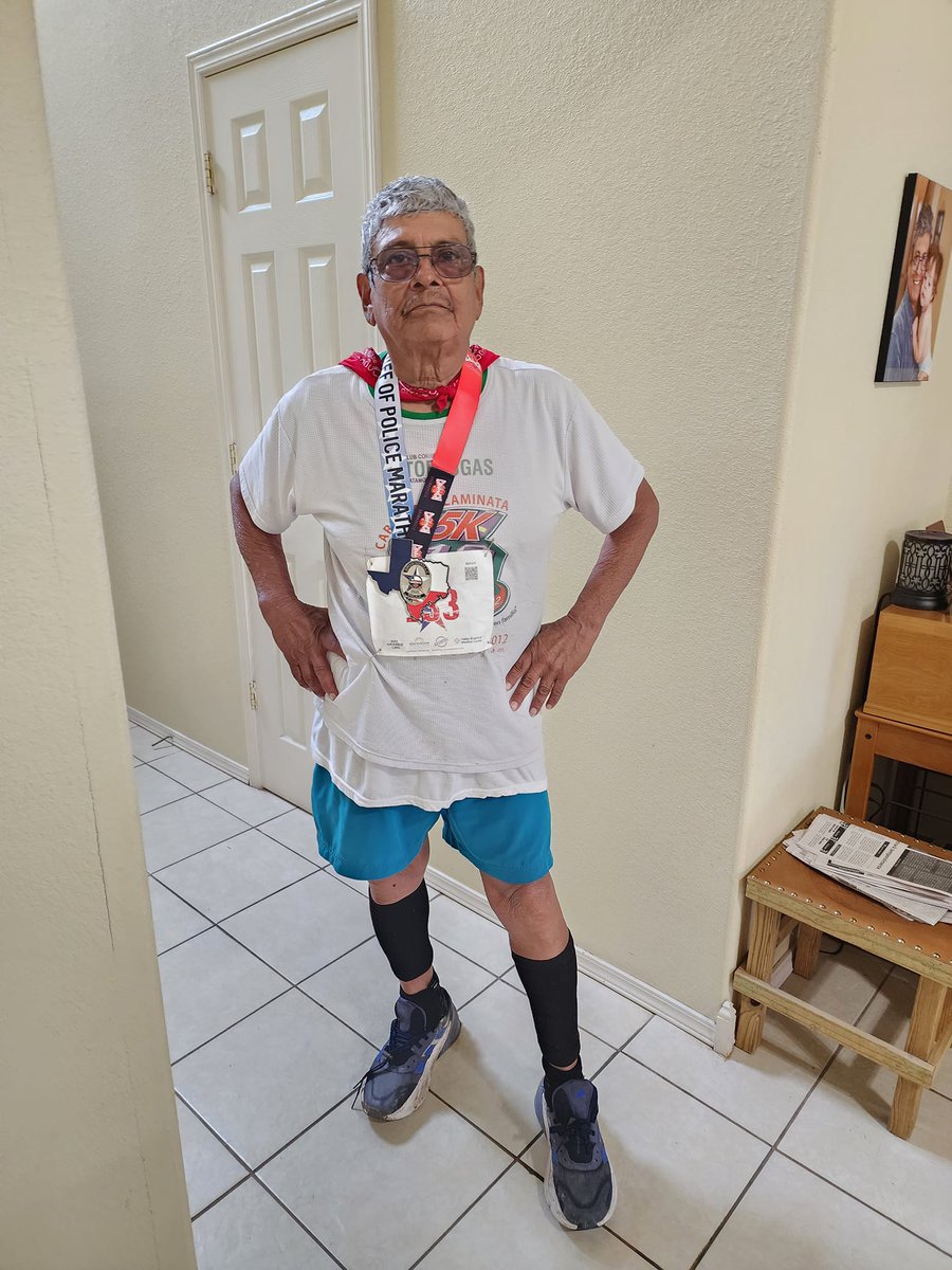 SheriffGarza's tweet photo. My parents just returned from Machu Picchu, but my dad didn’t even unpack before jumping into the Brownsville PD Marathon today! After trekking ancient ruins, you’d think he’d rest—but nope, he says Machu Picchu was just the warm-up! https://t.co/uVBWt74Oex