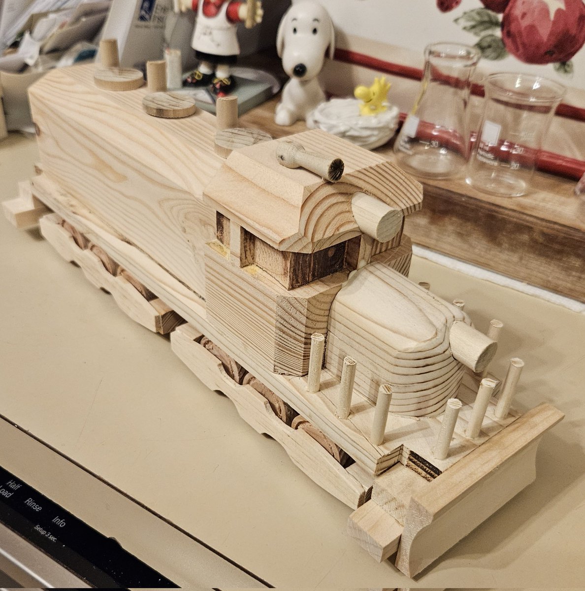 Today, Santa's elves were making trains.