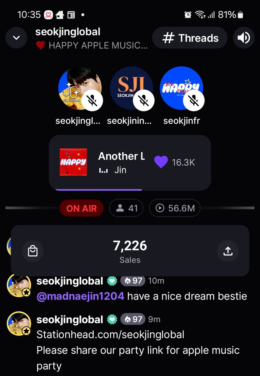 PyVsujRSjTuQ9hf's tweet photo. @seokjin_india_ @SeokjinGlobal @SEOKJINFR Connect with Apple Music๐
HAPPY RUNNING WILD WITH JIN
#1MonthWithHappy
#1MonthWithRunningWild https://t.co/Vzt6s8vZui