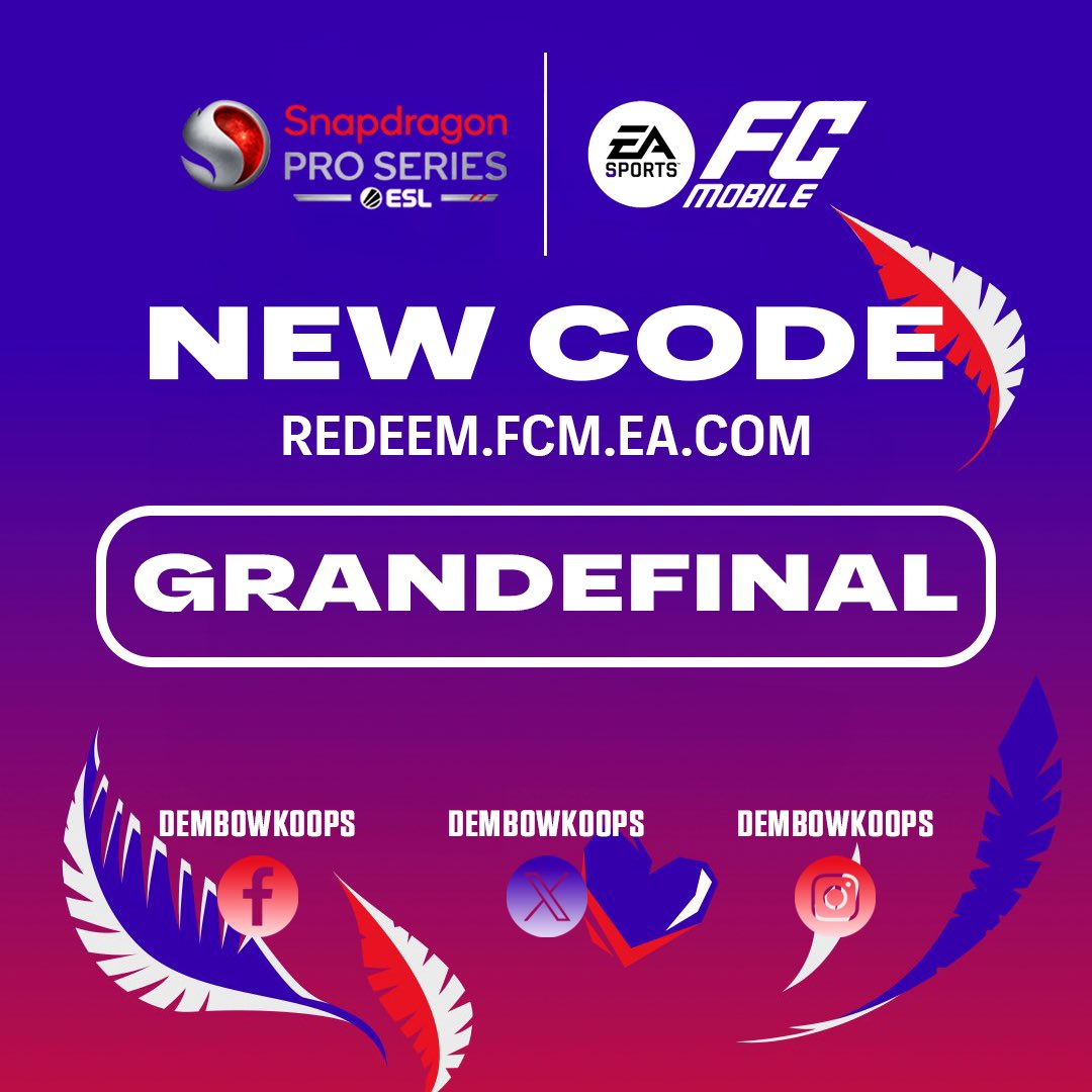 DembowKoops's tweet image. NEW REDEEM CODES
NUEVOS CÓDIGOS: 
▫️GRANDEFINAL
CANJEAR AQUÍ: redeem.fcm.ea.com

RT POR FAVOR🔄
@tutiofifa