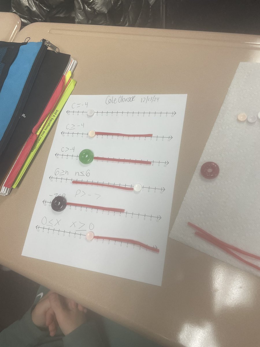 SchulerIsCooler's tweet photo. Who doesn’t love graphing. Inequalities on a number line with candy? The kids all enjoyed practicing graphing! 
@TomballISD @ReneeMiller0104 @TISDCPJHS https://t.co/uZtp06TwgM