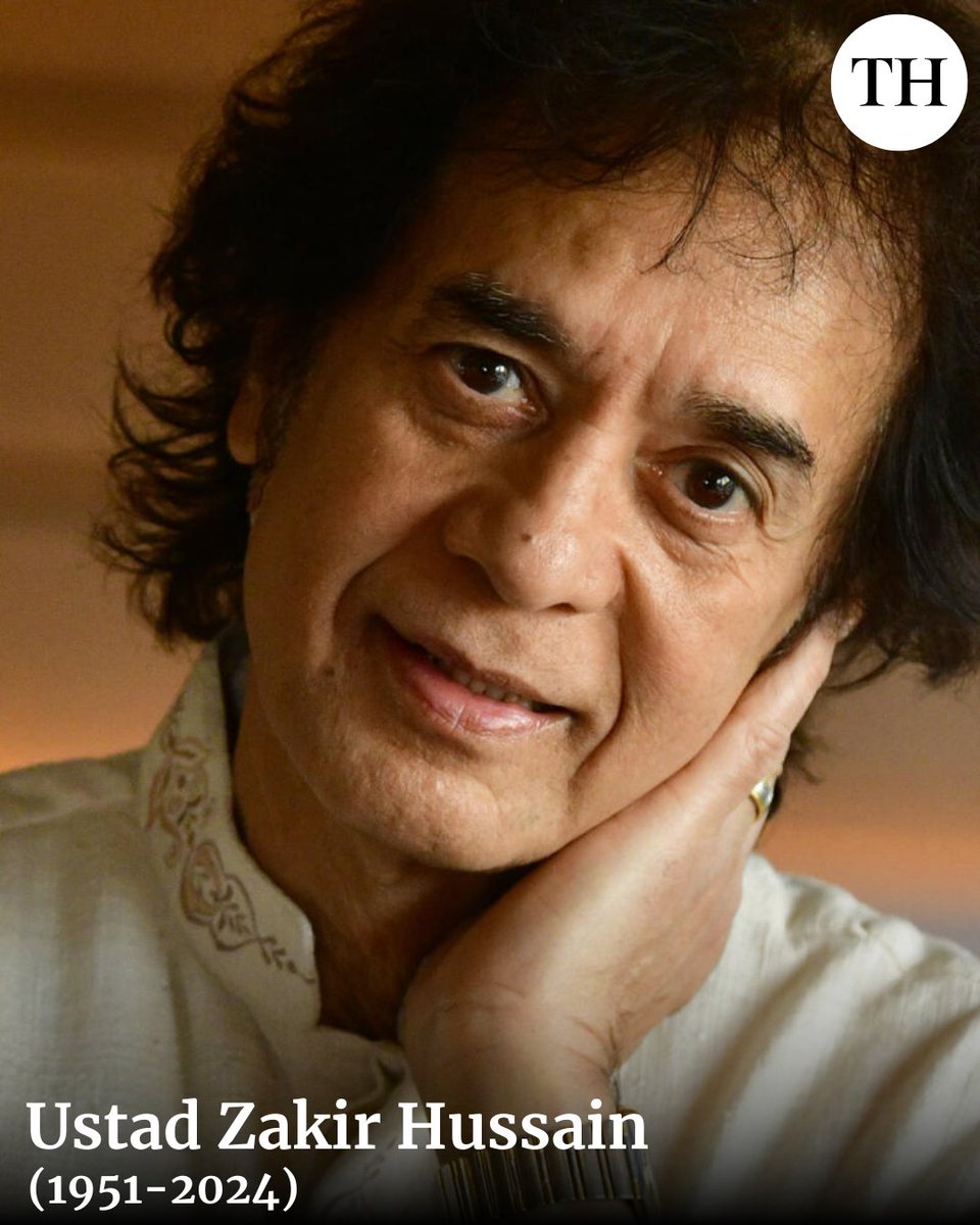 Tabla maestro #ZakirHussain died at a hospital in San Francisco, his family said on Monday. Hussain died due to complications arising out of idiopathic pulmonary fibrosis, according to his family. He was 73.
thehindu.com/entertainment/…