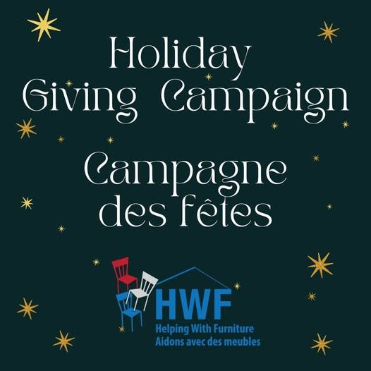 Looking for a unique gift for a special someone in this season of giving? 
Bring warmth to homes this holiday season by supporting Helping With Furniture’s Holiday Giving campaign at hwfottawa.org/eng/hwf-in-the…
