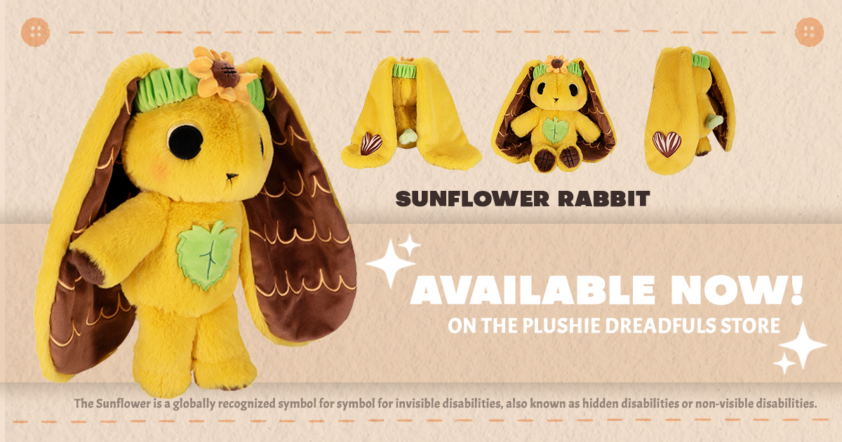PlushieDreadful's tweet photo. Sunflower Rabbit is here 🎉💛

Sunflowers are a simple tool for you to voluntarily share that you have a disability or condition that may not be immediately apparent, and that you may need a helping hand in public spaces

Available on the Plushie Dreadfuls store ⭐ https://t.co/Gcc29JMVoN