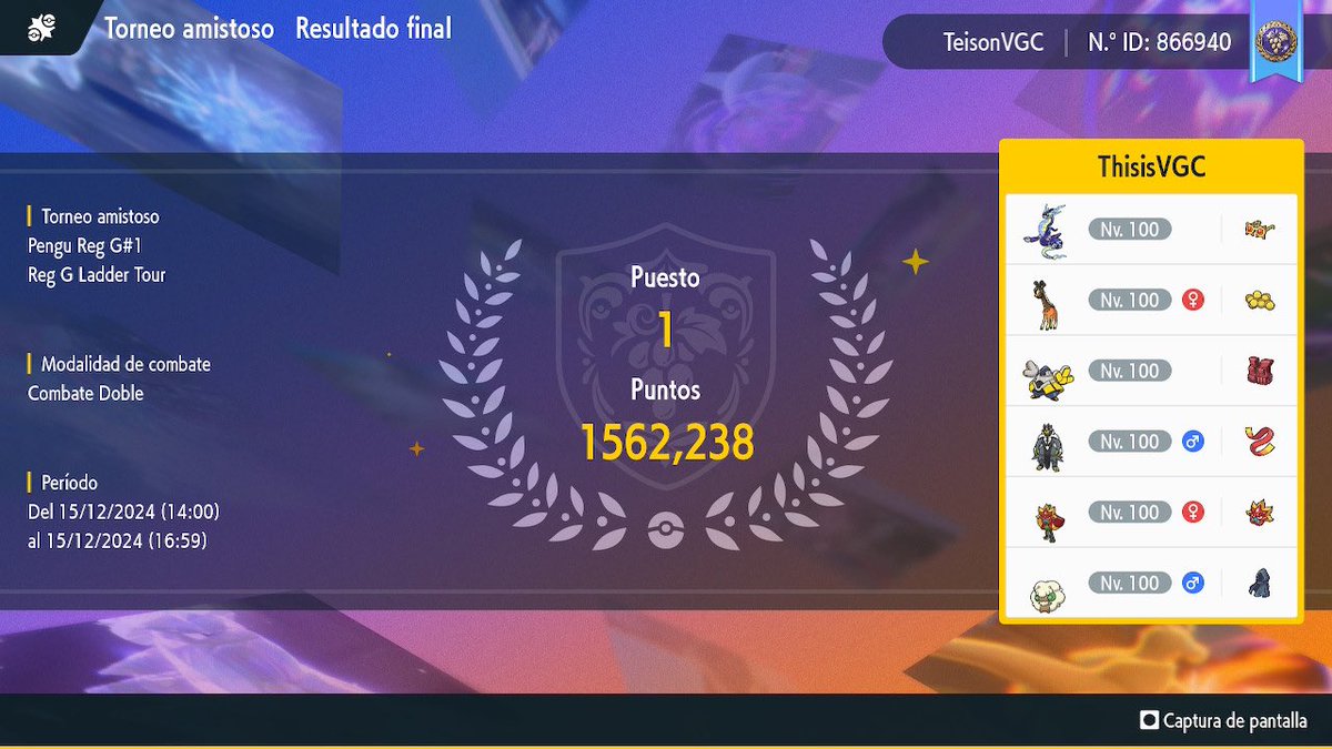 TeisonVGC's tweet photo. Gane el ladder tour de @MrPenguin93 , Gg a todos mis rivales en tu cara @ucro_nico https://t.co/LhHFC1qRCT