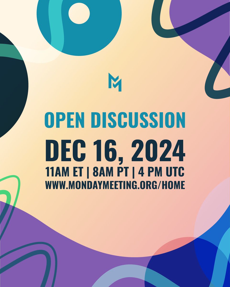 Join us tomorrow for the last meeting of the year! 11am ET | 8am PT | 4pm UTC We’ll be having an open discussion, so please have your suggestions and questions ready! MondayMeeting.org