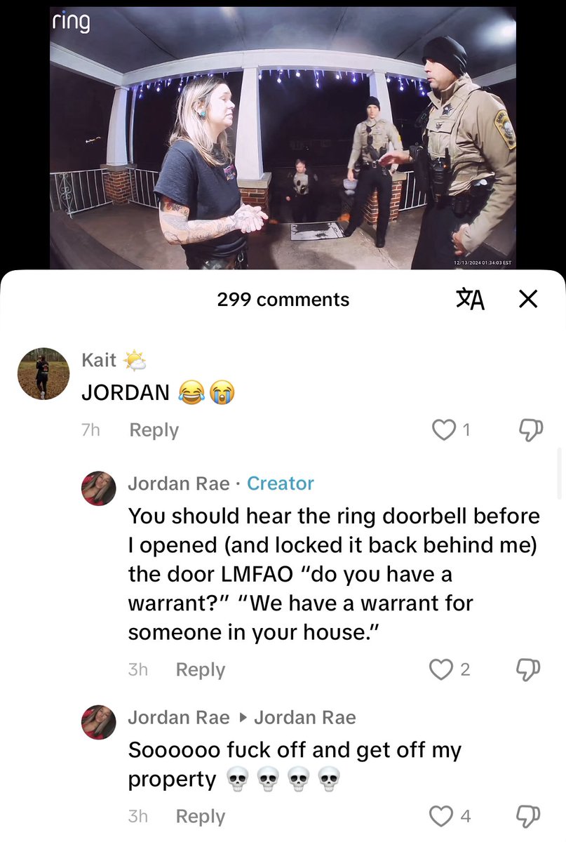 runbaja20's tweet photo. @hartgoat @mysterybluemoon She left a comment that there was a warrant for someone inside. https://t.co/ts1z1ufQC5