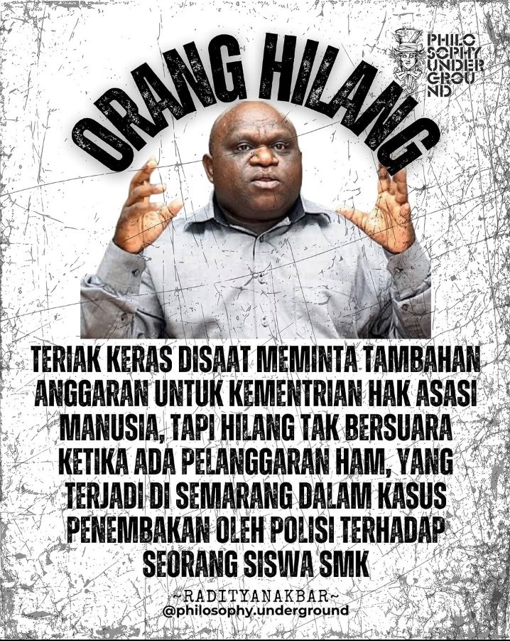 MANTO GUDONO SH (@kangmanto123) on Twitter photo INFO ORANG HILANG
NAMA : PIGAI
JABATAN : MENTERI HAM
MENGHILANG SEJAK KASUS PENEMBAKAN GAMMA OLEH OKNUM POLISI
<a href="/NataliusPigai2/">NataliusPigai</a> INFO ORANG HILANG
NAMA : PIGAI
JABATAN : MENTERI HAM
MENGHILANG SEJAK KASUS PENEMBAKAN GAMMA OLEH OKNUM POLISI
<a href="/NataliusPigai2/">NataliusPigai</a>
