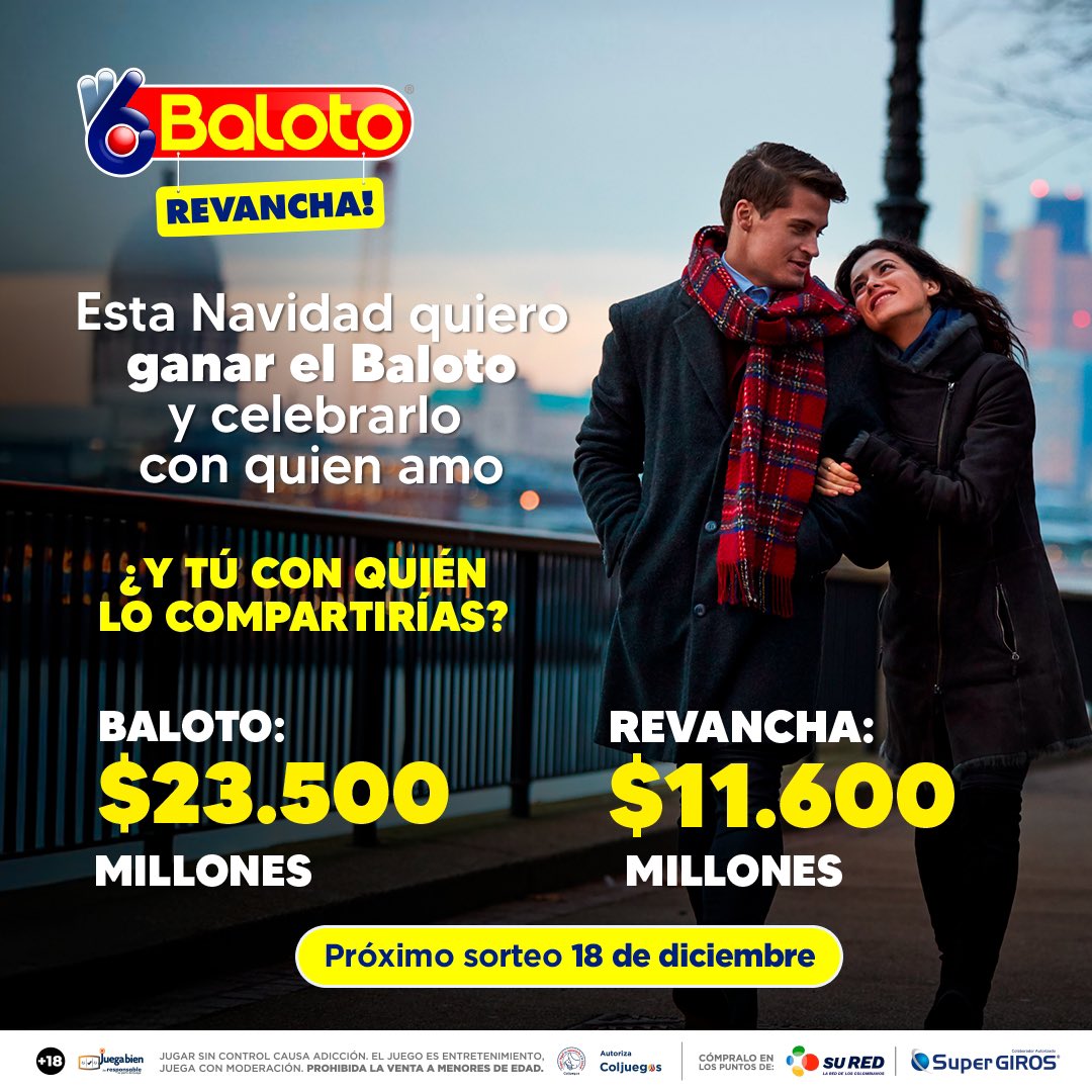Baloto_Colombia's tweet photo. Con Baloto, ¡puedes hacer realidad lo que siempre has deseado! 👌🏻❤️ Juega en https://t.co/WZW1FAmtrd o compra en puntos Su Red y SuperGIROS. ⚡️
.
.
.
#Baloto #BalotoColombia #Coljuegos #SorteoColombia #BalotoRevancha #Sorteo #Ingresos #Ganancia #Premios https://t.co/6HBw9ByB6l