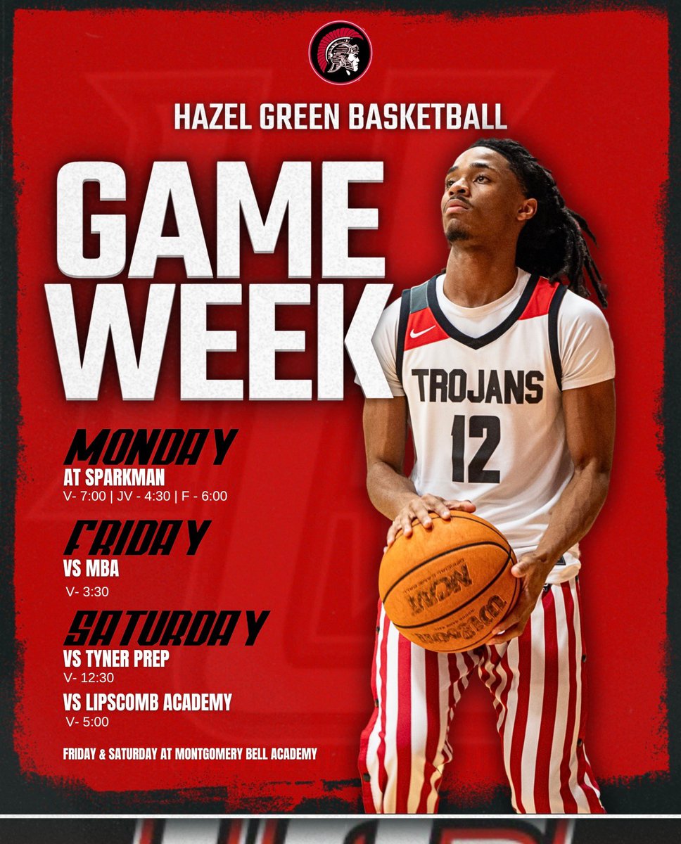 Huge week ahead for your Trojans! 

@ Sparkman tomorrow night! 

We head 65N Friday for a competitive weekend in Nashville!