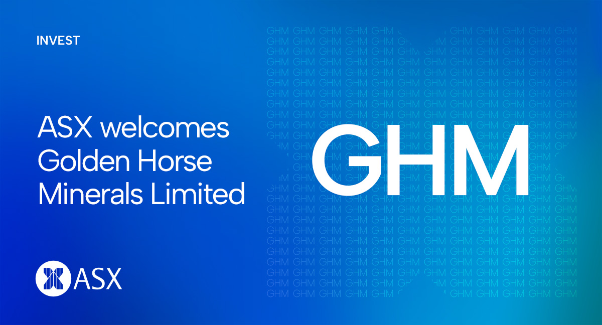 ASX's tweet photo. ASX welcomes Golden Horse Minerals Limited! GHM is a gold exploration company which has consolidated the rights to one of Australia’s most successful gold provinces in Western Australia. Congratulations on reaching this milestone! https://t.co/78aZnl1S3I 

#ASXListing #ASXBell https://t.co/3di4yS0YN0
