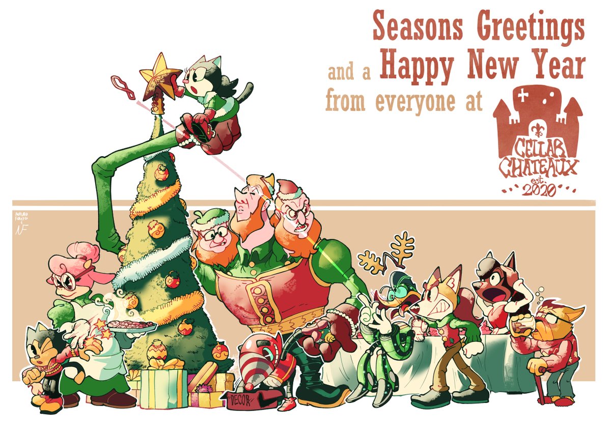 Happy Holidays! 

This year's Christmas card is a collaboration between <a href="/PPDPPL_art/">M.A.R.S.F.🇵🇹 (🟦 ppdppl.com) 0 comms open</a> and <a href="/Loopyyylupe/">Nathalie F</a> featuring a wide assortment of friendly characters throughout the Sunova adventures! 

May your seasons be blessed from us all at Cellar Chateaux!