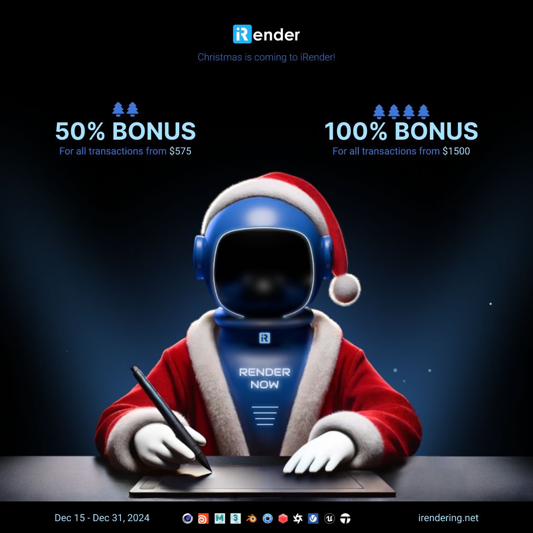 LynniRender's tweet photo. 🎄Christmas 100% Bonus is coming to iRender 

iRender wants to thank all of our beloved customers, who have been with us for another year. No matter how you celebrate this year, iRender hopes to make it extra merry with our offer.

Merry Christmas and a happy holiday! https://t.co/9bHY5VMyN3