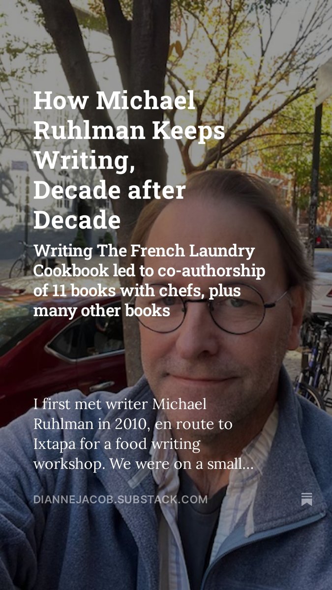 Dianne Jacob (@diannej) on Twitter photo With some writers, their urge to keep publishing is Herculean. That's the case with <a href="/ruhlman/">Michael Ruhlman ๐</a>, who also senses an opportunity, or he's curious about something. He just doesn't let go. With some writers, their urge to keep publishing is Herculean. That's the case with <a href="/ruhlman/">Michael Ruhlman ๐</a>, who also senses an opportunity, or he's curious about something. He just doesn't let go.
