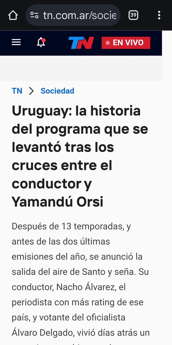 Sólo un medio (y argentino) profundizó sobre lo ocurrido con Santo y seña. Sotelo y Fantino sin pelos en la lengua hablando para TN.
tn.com.ar/sociedad/2024/…