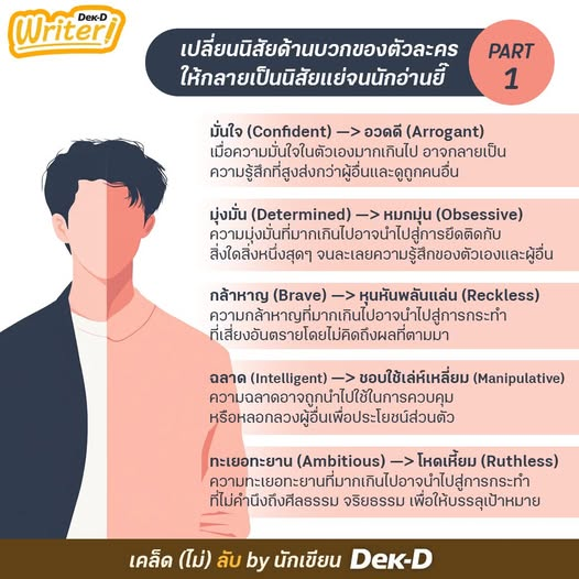 dekdwriter's tweet photo. ระวัง! นิสัยดีๆ ของตัวละคร อาจพลิกเป็นหายนะที่คนอ่านไม่ปลื้ม! https://t.co/TqoHXTfIHZ
