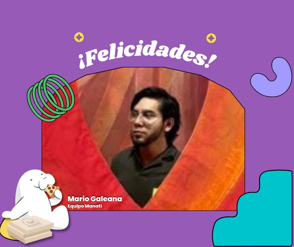 Manatimx's tweet photo. 🥳 | ¿Ya felicitaron a @MarioGaleana_? 

Él es una de las personas que forman parte del #Manateam y hoy anda celebrando su cumpleaños 🎁.

Nosotrxs le deseamos siempre lo mejor🦭✨.

*Suena una canción de Kendrick de fondo. https://t.co/I7JUOsxbtX