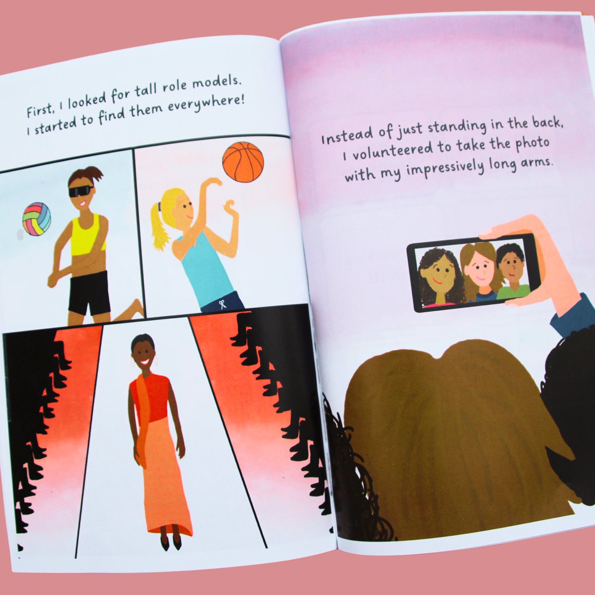 Sneak peak at a spread from my new children’s book, Diary of a Tall Girl. Know a tall girl who needs some inspiration? Share it with her for the holidays!  a.co/d/dPRxBci #DiaryOfATallGirl#Confidence #TallGirls