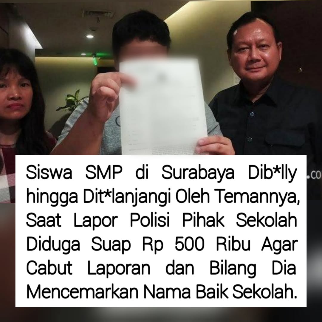DS_yantie's tweet photo. Siswa SMP di Surabaya Dirundung 6 Teman Kelasnya,
Saat korban lapor polisi, pihak sekolah justru bersikap intimidatif demi menjaga nama baik sekolah. https://t.co/JLfdV7fKcI