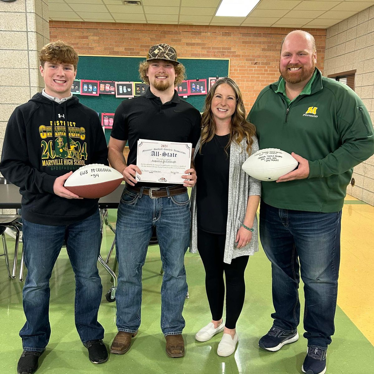Class 3
All State- First Team LB 
All District- First Team LB
MEC Conference- First Team LB
Heart of a Spoofhound Award 
School tackle Record- 244 (last time broke was 2007)
All transferable skills to anything you apply yourself to… go get em kid! 
<a href="/GusMccollough/">Gus Mccollough</a>