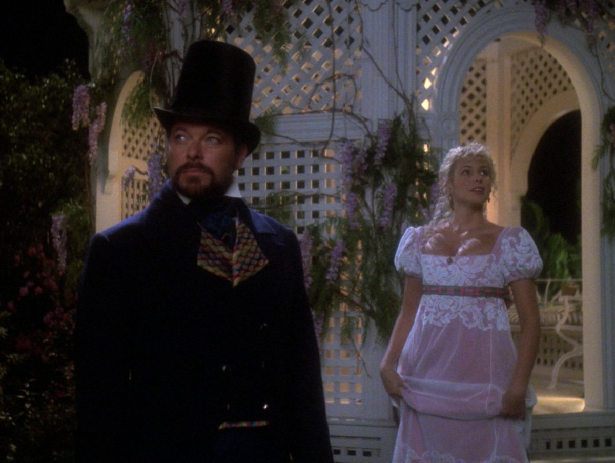 JanelleWaz's tweet photo. Yes, you two should go back to Ten Forward until you get some more HISTORICALLY ACCURATE ATTIRE!
WHAT IS THAT ON RIKER'S LAPEL?! #TNG #TrueQ #allstartrek https://t.co/UBLY7o4bHY