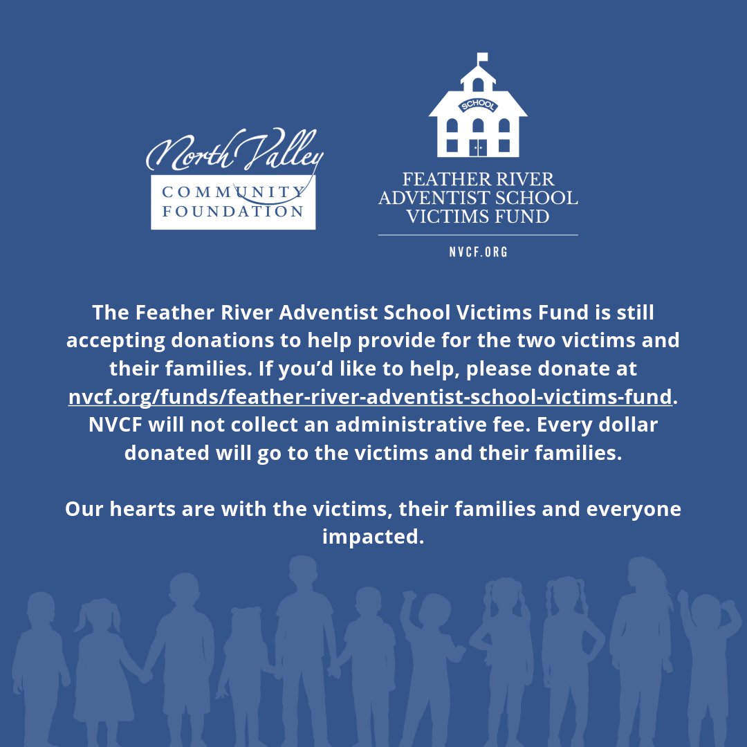 If you’d like to help, please donate to the Feather River Adventist School Victims Fund at nvcf.org/.../feather-ri….

#schoolshooting #featherriveradventistschool
